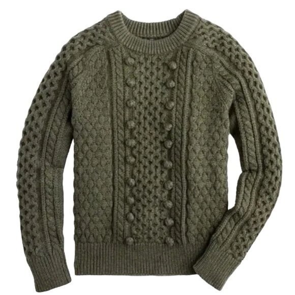 J. Crew Sweaters - J. CREW Wool Sweater Popcorn Cable Knit Pullover Size XS